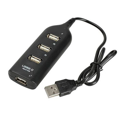 4 портовый разветвитель USB 2 0 высокоскоростной черный мини адаптер гнезда для