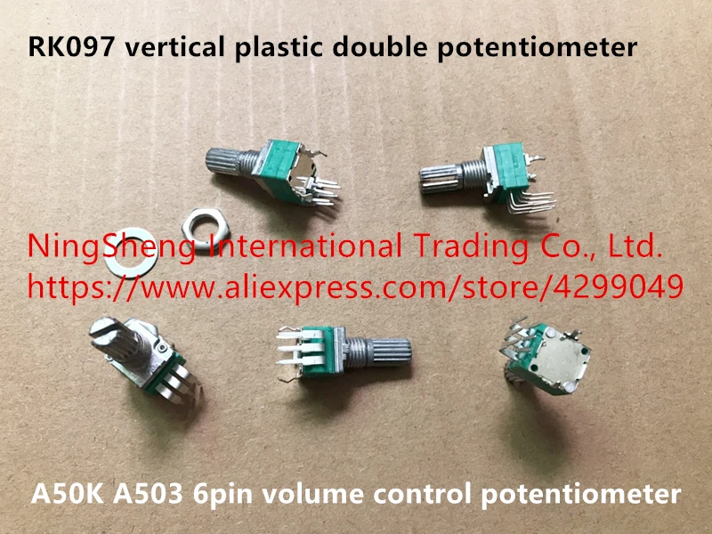 

Original new 100% import RK097 vertical plastic double potentiometer 6pin volume control potentiometer A50K A503 (SWITCH)