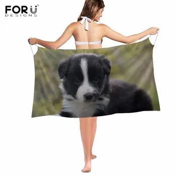 

FORUDESIGNS Cute Baby Border Collie Dog Printed Summer Beach Scarf Dress Women Luxury Brand Female Cover Up Wrap Bikini Swimwear