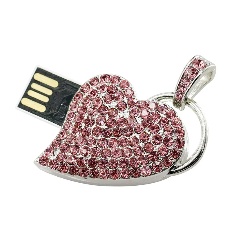 USB флеш-накопитель 128 ГБ, флеш-накопитель, милый Кристалл, бриллиант, сердце, ожерелье, 8 ГБ, 16 ГБ, 32 ГБ, 64 ГБ, 2,0, карта памяти, карта памяти