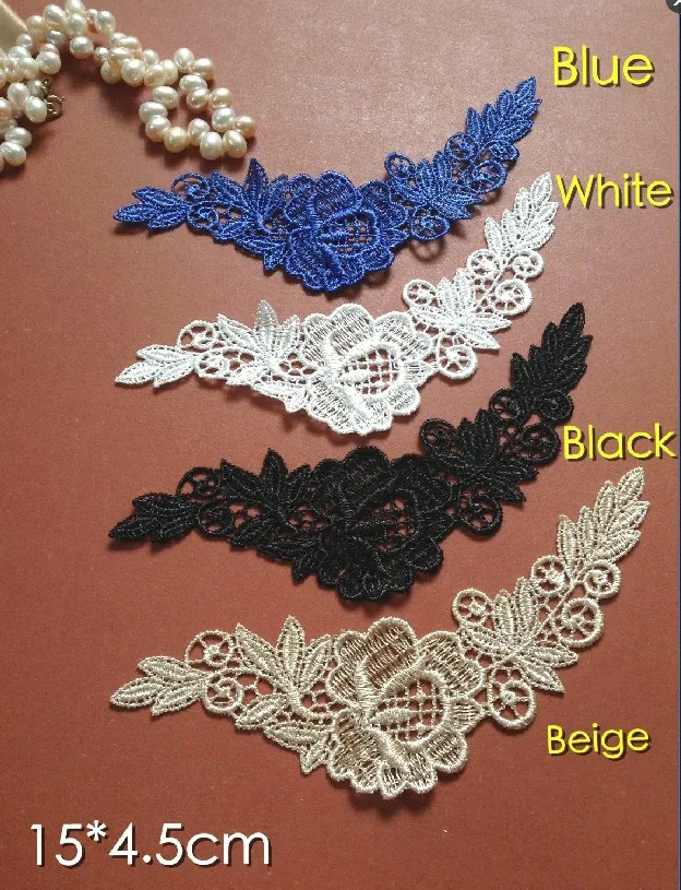 

100% polyester embroidery lace applique, 15*4.5cm.