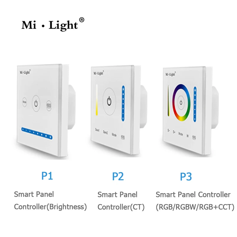 

P1 P2 P3 MiLight Smart Touch Panel Controller 5A/CH Color Temperature CCT/Dimming/RGB RGBW RGB+CCT For Led Strip,Panel Light