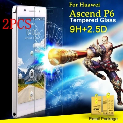 Оригинальное закаленное стекло для Huawei Ascend P6 защитная пленка экрана Защитная 2