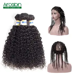 Странный фигурные 3 Связки с закрытием перуанский человеческих волос с 360 кружева фронтальной с ребенком волос Aircabin Волосы remy натуральный