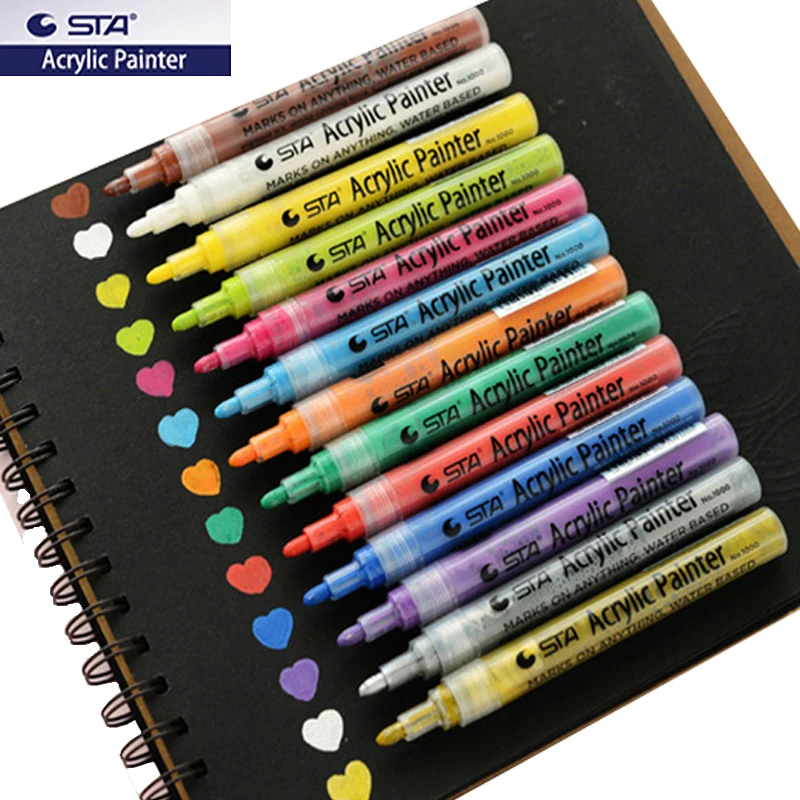 14/28 Colors Permanent Colored Paint Markers Set Metal Fabric Plastic
