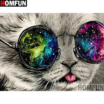 

HOMFUN Full Square/Round Drill 5D DIY Diamond Painting "Animal cat" Ermboidery Cross Stitch 5D Home Decor Gift A15331