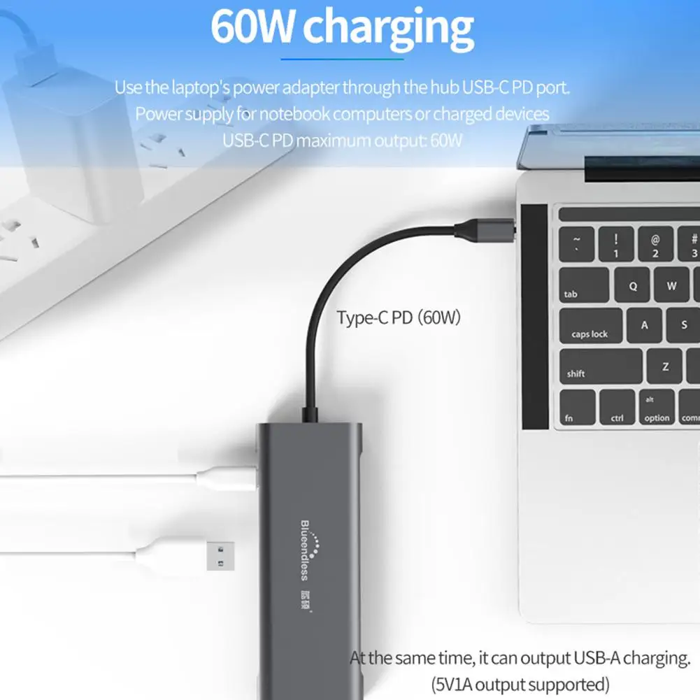 Portable 9-in-1 Multi-function Docking 4K HDMI USB HUB 9-in-1 HDMI+USB3.0+PD+3.5MM Audio+Gigabit LA