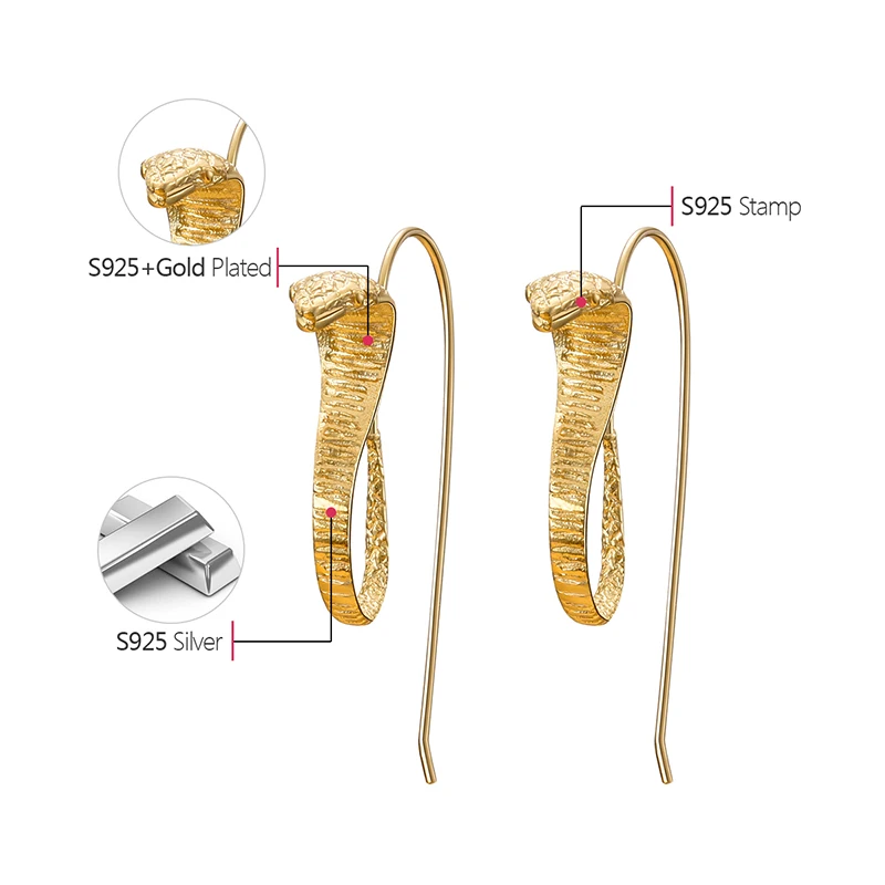 Уникальный ручная работа этнические бижутерия необычные товары тотем Змея серьги серебро 925 для животных украшения