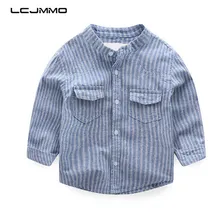 LCJMMO/модные рубашки для мальчиков коллекция года, Весенняя льняная рубашка в полоску с длинными рукавами для маленьких мальчиков Осенняя детская рубашка Топы, одежда для детей возрастом от 2 до 8 лет