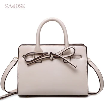 

Women Leather Handbag Small White Totes Bag Female Simple Fashion Bowknot Designer Women's Shoulder Messenger Bags Drop Shipping