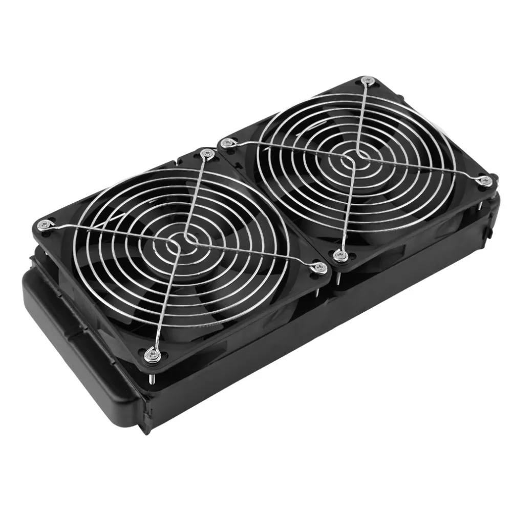 

Aluminum Cooler With Two 120x120x25mm Water Cooling fans Row Heat Exchanger Radiator Fan for CPU PC Wholesale