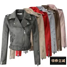 B 2019 Spring Autumn Women Faux Suede Jacket Fashion Zipper Motorcycle Leather Coat Female Short Biker Jackets Dropshipping