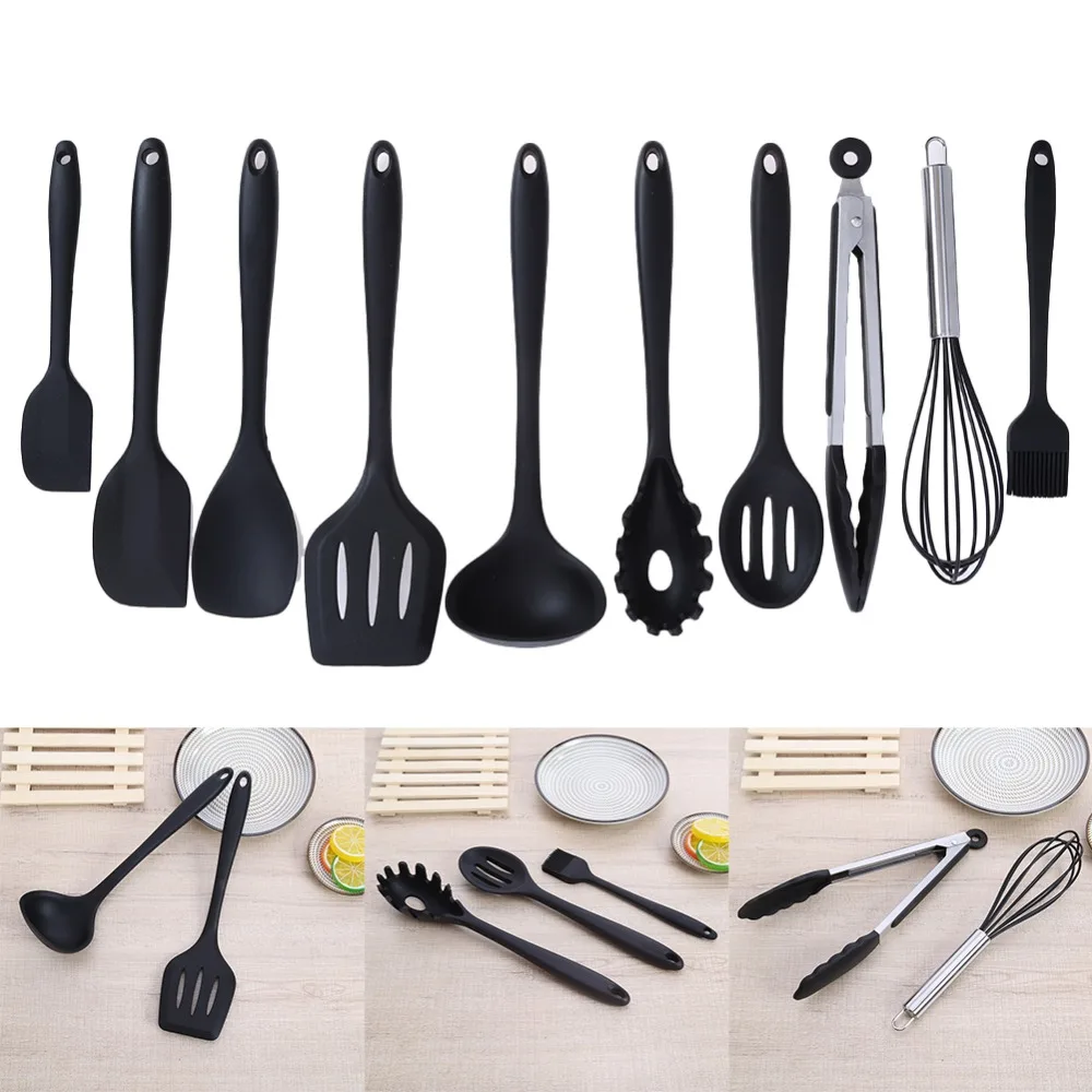 

Kitchen Silicone Non-stick Cooking Spoon Spatula Ladle Egg Beaters Utensils Dinnerware Set Cooking Tools Accessories Supplies