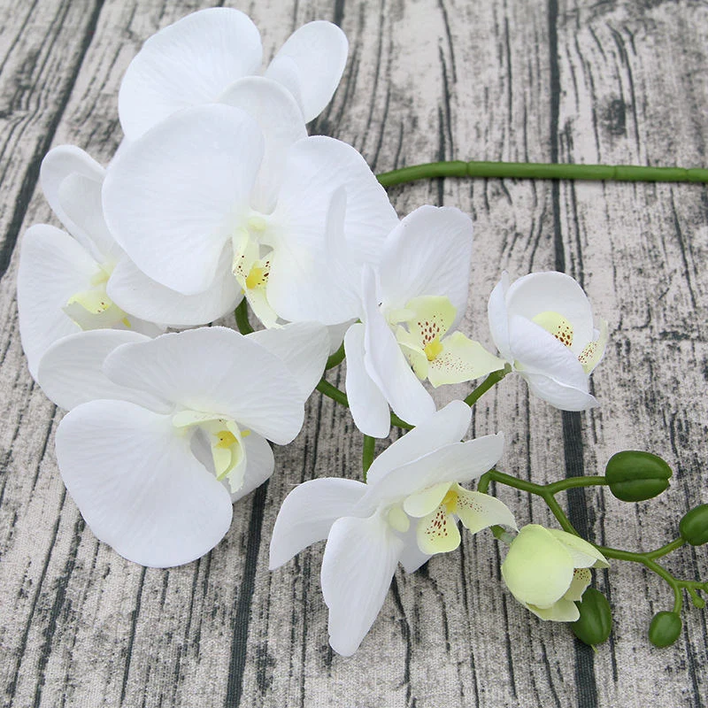 6 стеблей синий искусственный шелк орхидеи ветви белая свадебная бабочка Орхидея фаленопсис для украшения дома вечерние цветы на стол