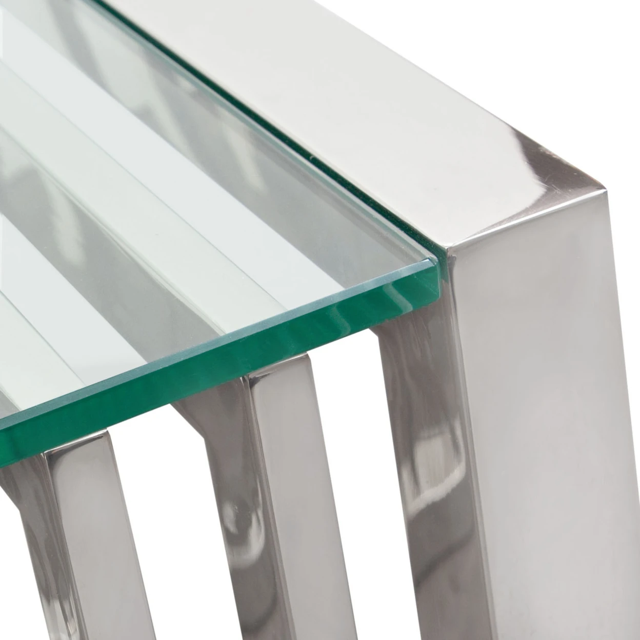 Diamond Soho Rectangular Stainless Steel End Table with Clear Top (3)