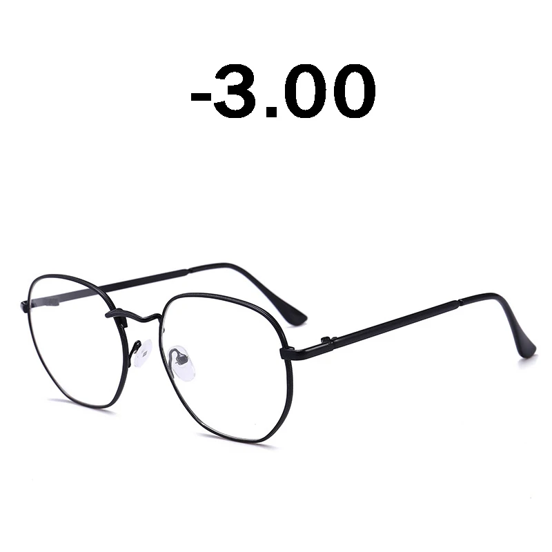 Elbru Винтаж готовой близорукость очки Для женщин металлический каркас близорукие очки Для мужчин в ретро-стиле с диоптриями-1,0 1,5 2,0 2,5 3,0 3,5 4,0 - Цвет оправы: Black -3.00