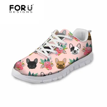 

FORUDESIGNS Women Sneaker French Bulldog Printing Light Weight Breathable Mesh Shoes for Woman Casual Shoes 2018 Zapatos mujer