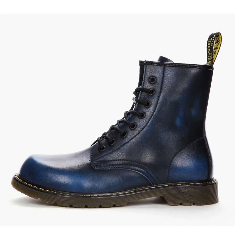 GRAM EPOS Male Autumn Spring Cowhide Split Leather red blue winter Boots Men High Top Martin Motorcycle botas Lover snow Boots