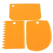 Пластиковые тестоглазные скребок для мастики украшения торта выпечки Кондитерские инструменты простые гладкие Зазубренные шпатели с лезвием резаки 3 шт./компл