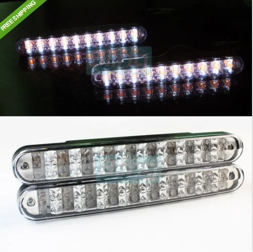 

2x 30 Led DRL Universal Running Day Driving Light White Amber Turn Singal Light