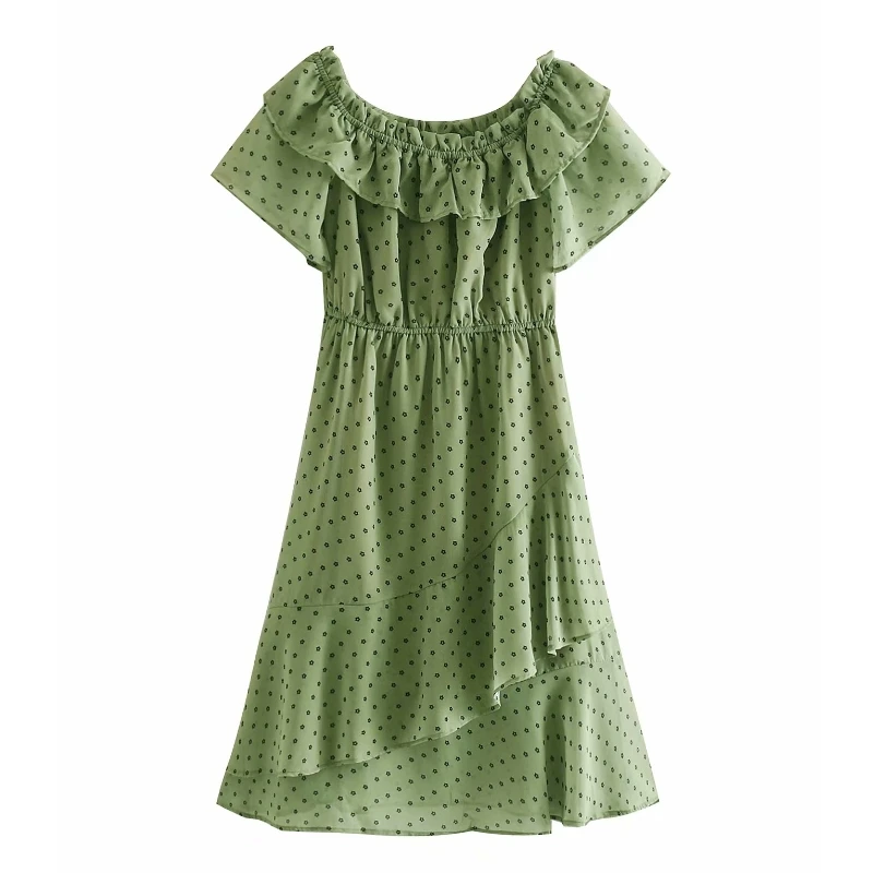 

2019 women sweet floral print casual chiffon dress female sexy off shoulder vestidos chic laminated ruffles party dresses DS2203