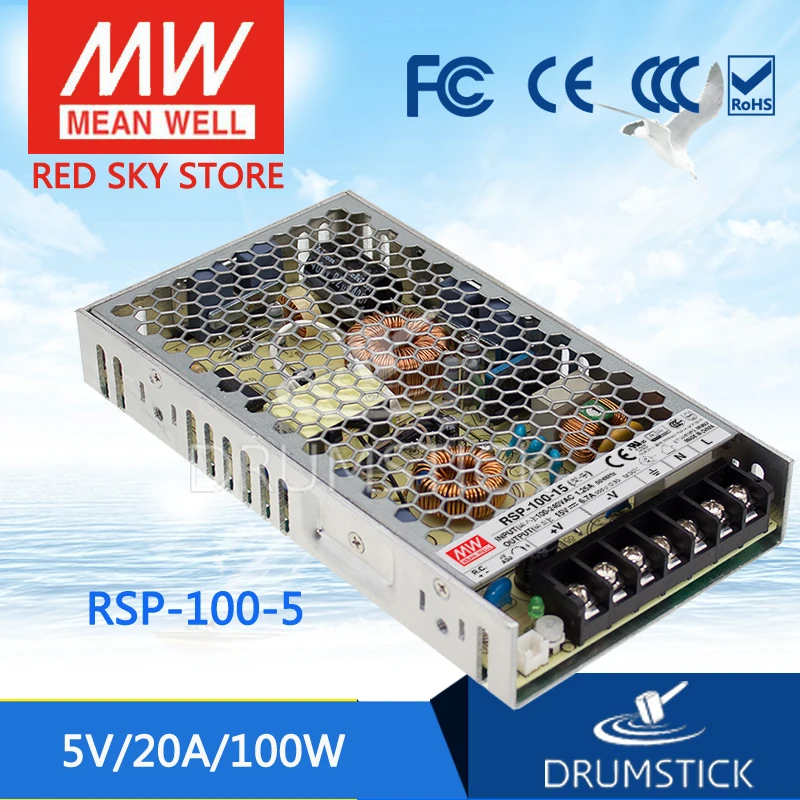 Genuine MEAN WELL RSP-100-5 5V 20A meanwell RSP-100 5V 100W Single Output with PFC Function Power Supply