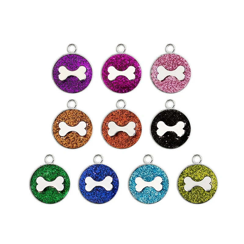 

10 Color Glitter Pet Dog Bone Pendant Enamel Charms DIY Accessories Jewelry Making For Handmade Necklace