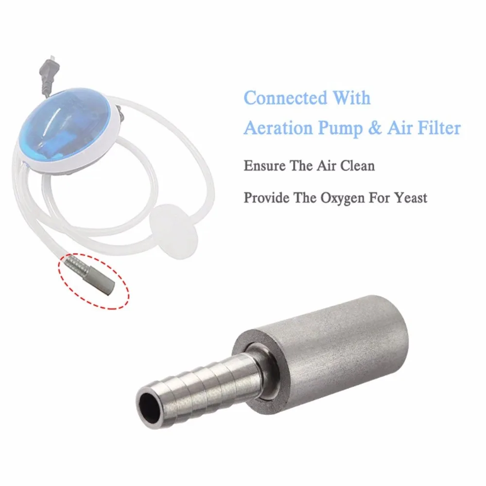 Diffusion Stone 2 Micron Stainless Steel Aeration Stone Carbonating 1/4" Barb 30cm Silicone Hose For Homebrew Wine