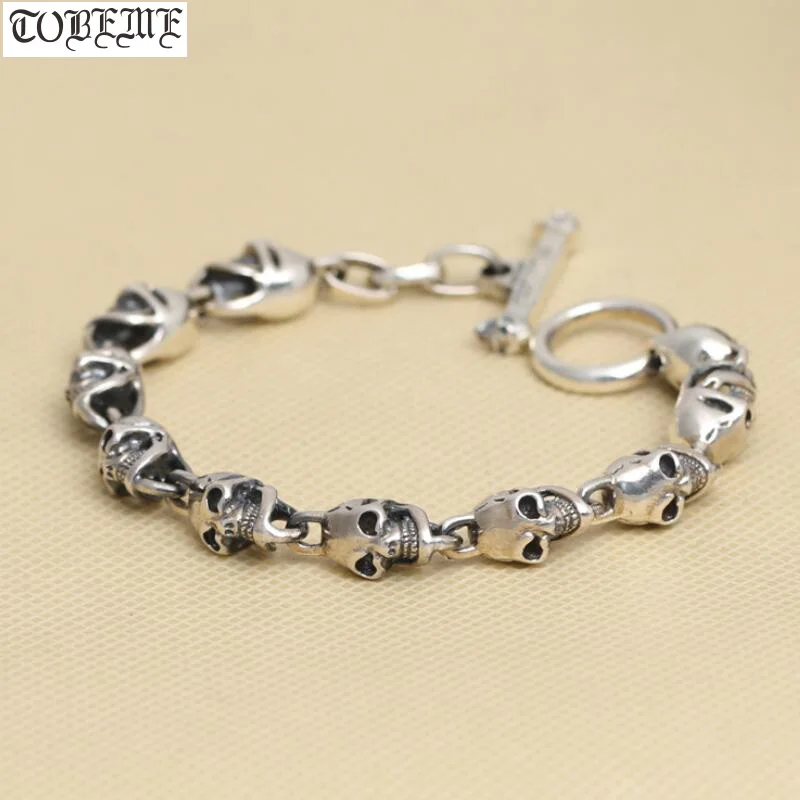 New 925 Silver Skeleton Bracelet Thai Skull Real New 925 Silver Skeleton Bracelet Thai