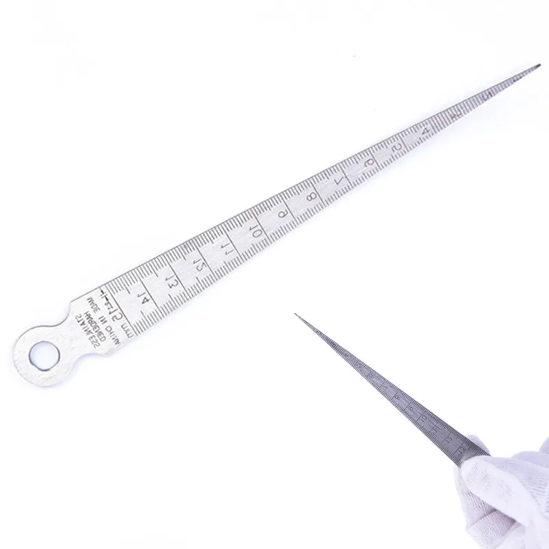 

Stainless Steel Taper Gauge Feeler Gap Hole Measuring Tool Double Side Wedge Feeler Hole Gap Taper Aperture Scale 1-15mm