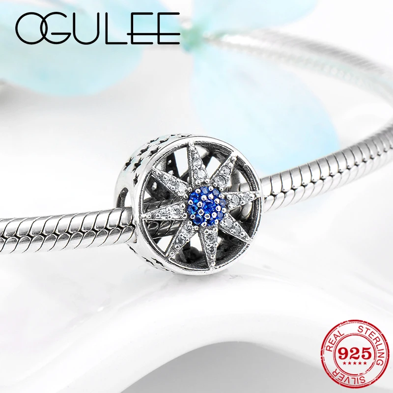 

Hot 925 Sterling Silver Hollow out Shining snowflake fine Zircon Beads for Jewelry making Fit Original Pandora Charm Bracelet