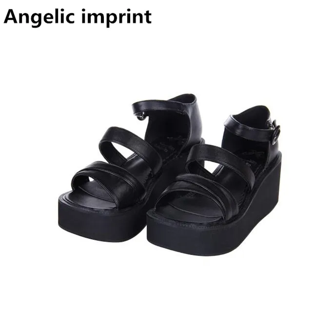 

Angelic imprint New woman mori girl lolita cosplay shoes lady high trifle heels wedges pumps women princess summer dress sandals