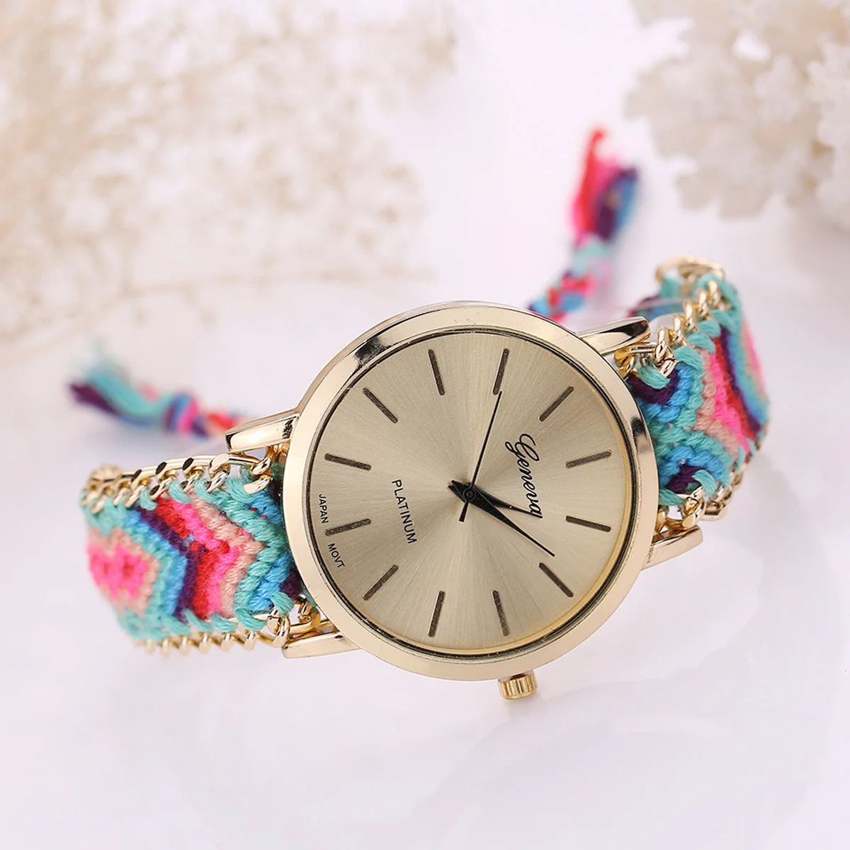 Fashion Handmade Casual Geneva Quartz Women Girls Braided Colorful Friendship Bracelet Watch Relogio Feminino Gift Dress Watches
