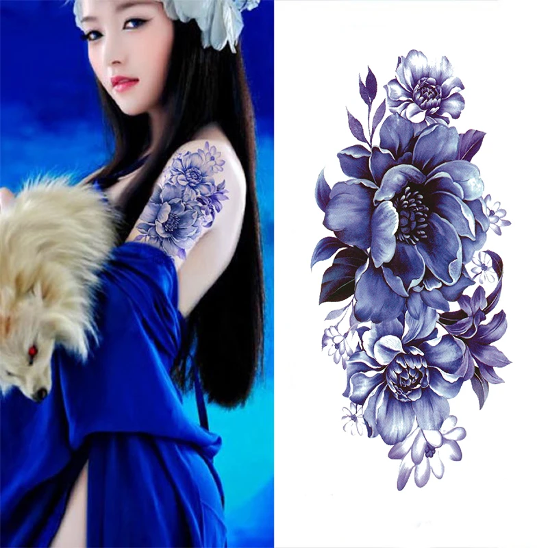 

12 Style of Flowers Creative Design Folower Pattern Temporary Tattoos Body Art Women Men Style Disposable Waterproof 3D Tattoo
