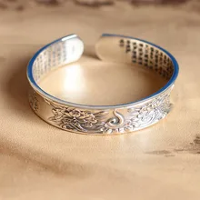Limited Edition Чистого Серебра Китайские Иероглифы Браслет Буддийский Праджняпарамита Сутра Браслет Изящных Ювелирных Изделий S925 Серебряный Браслет