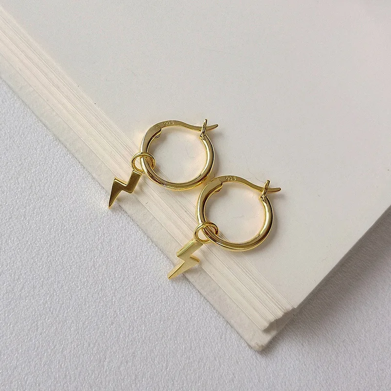 

Silvology 925 Sterling Silver C Style Lightning Drop Earrings Gold Creative 2019 Female Korean Earrings Friendship Jewelry Gift