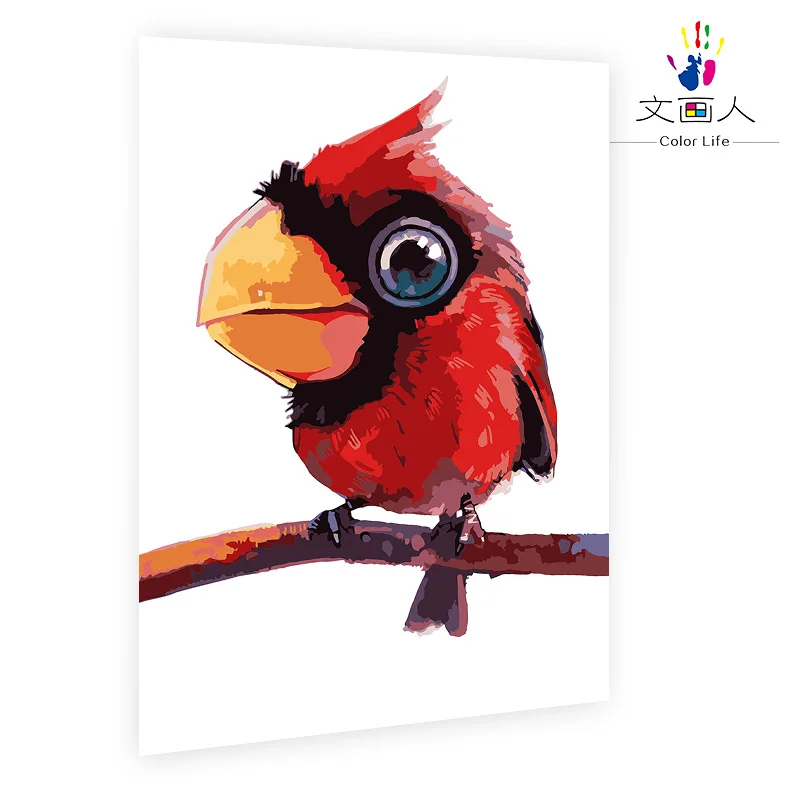 

DIY paints by numbers cut red parrot picture coloring painting by numbers with colors on canvas for kids drawing in the room