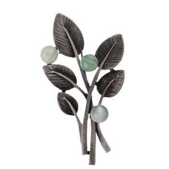 

Elegant Tree Leaf Pins and Brooches for Women Stone Branch Brooch Pins Stone Plant Leaves Flower Brooch Dress Decoration Jewelry