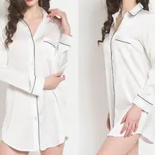 Высококачественная Женская атласная шелковая ночная рубашка с блочной отделкой на пуговицах, женская одежда для сна с нагрудным карманом, уютная одежда для отдыха, лидер продаж