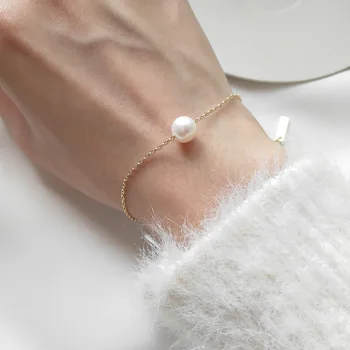 

South Korean Star S925 Silver Freshwater Pearl Fine Bracelet Simple Line Bracelet Jewelry