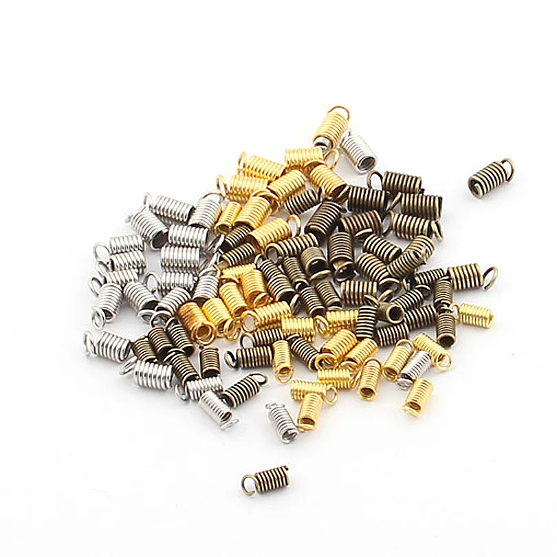 10pcs Crimp Beads Leather Cord Flat Cover Clasps Cord End Caps String