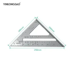 YINLONGDAO 7 дюймов алюминиевый сплав Треугольники линейка для Деревообработка метрики дюйма 90 градусов 45 градусов квадратный Треугольники