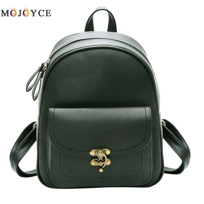 

Vintage PU Leather Women Backpack Simple Girls Shoulder Feminine Mini Back pack Mochila Feminina