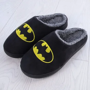 

CN size Batman pattern Cartoon women&men interior house plush soft cotton Slippers Shoes non-slip floor furry for bedroom