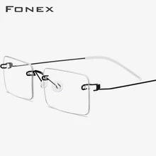 FONEX, Безвинтовые очки, очки по рецепту, женские,, без оправы, близорукость, оптические, Корейская Оправа очков из титанового сплава, мужские 98619