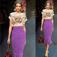 Модная Однотонная юбка-русалка в горошек средней длины, Летние повседневные офисные женские юбки