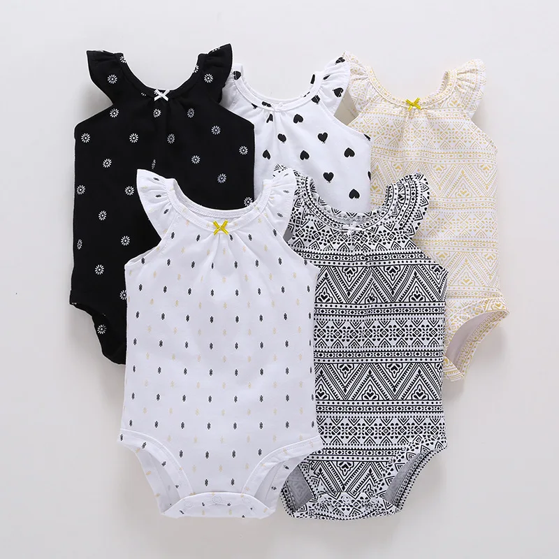 

2017 New Baby Girl clothes romper Newborn Baby Boys Clothing Romper Children Kids Spring Autumn Sleeveless 5 pcs / set