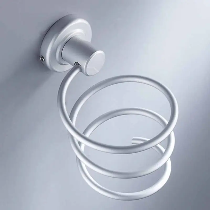 Настенный фен-органайзер спиральная подставка держатель стойка алюминиевая полка для хранения ванной комнаты - Цвет: Style 1