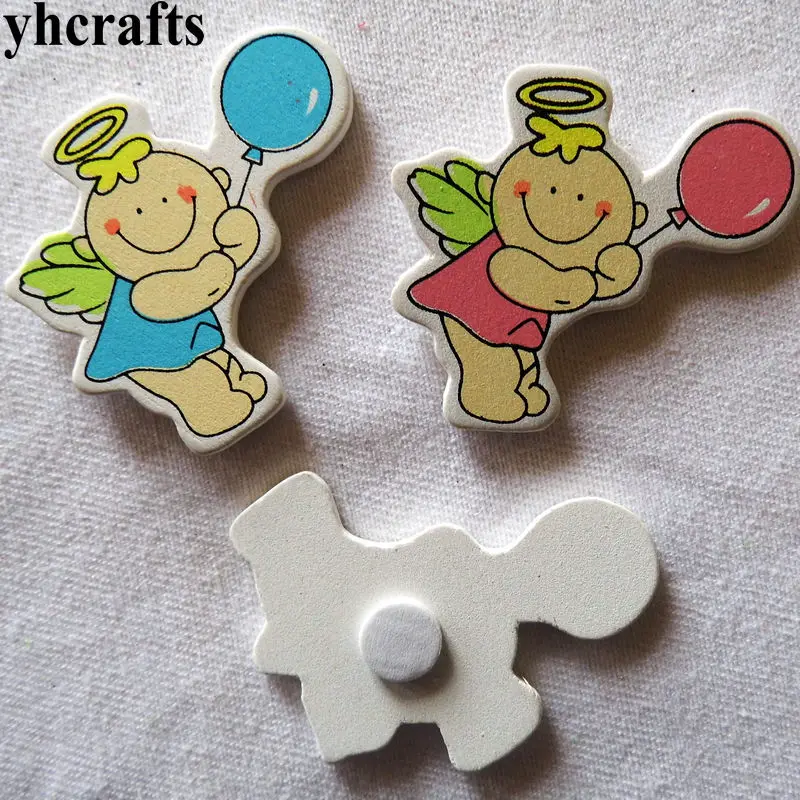 

10PCS/LOT Angel baby play ballon wood stickers Kindergarten decorative stickers Kids diy crafts Fridge stickers Wall stickers