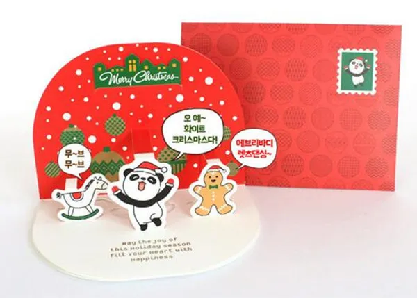 20 Pcs/Set Cute Animal Christmas Postcard Creative 3D Christmas Greeting Wish Card Birthday Gift Cards With Envelope
